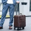 模特3 Minimalist Solid Color Genuine Leather Luggage