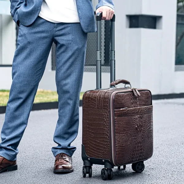 模特3 Minimalist Solid Color Genuine Leather Luggage