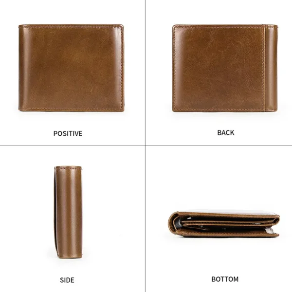 Brown leather wallet 4-angle product display collage
