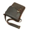 深咖-(3) Dark brown leather crossbody bag with strap, plain background