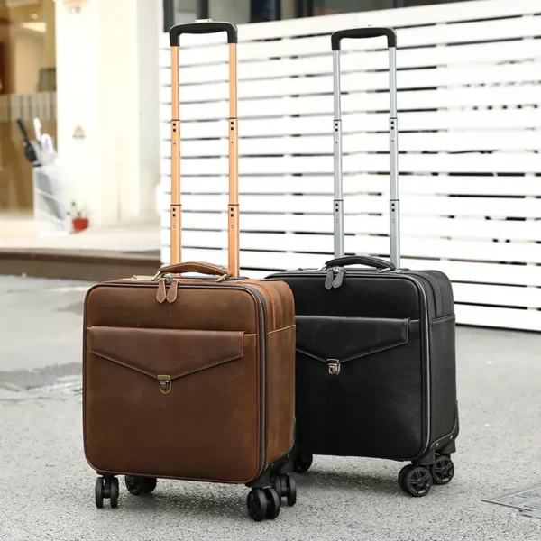 组合 (2) Brown and black leather travel luggage collection, studio shot