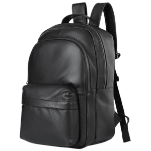Minimalist Solid Color Men Genuine Leather Backpack Bulk Wholesale OEM Custom