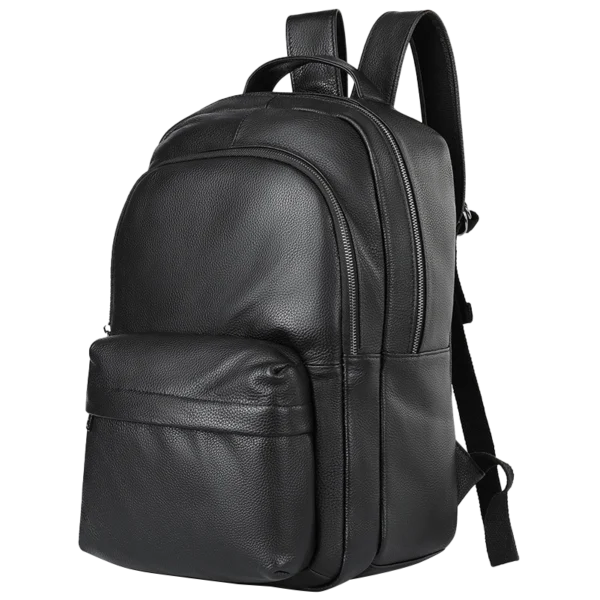 首图 Minimalist Solid Color Men Genuine Leather Backpack Bulk Wholesale OEM Custom
