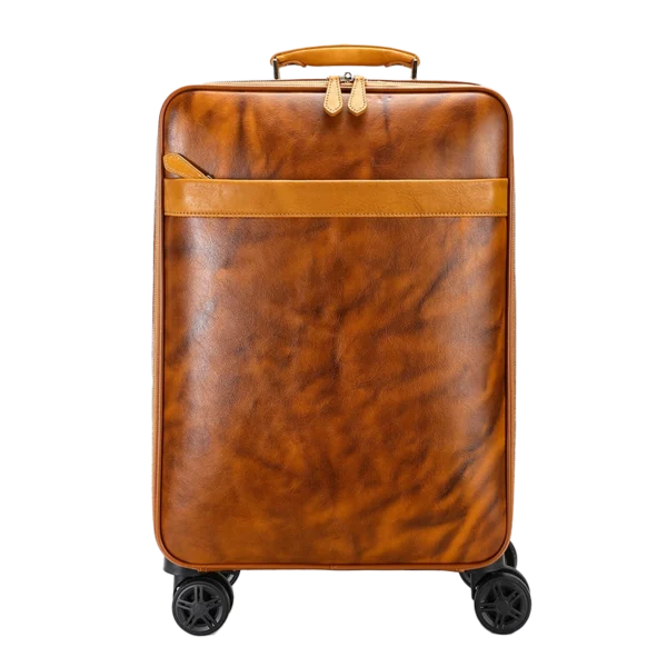 首图 Warm brown leather trolley luggage multi-angle product collage