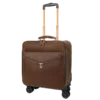 首图 Classic dark brown leather rolling suitcase, studio shot