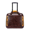 首图 Vintage brown leather duffle bag with trolley sleeve, studio shot