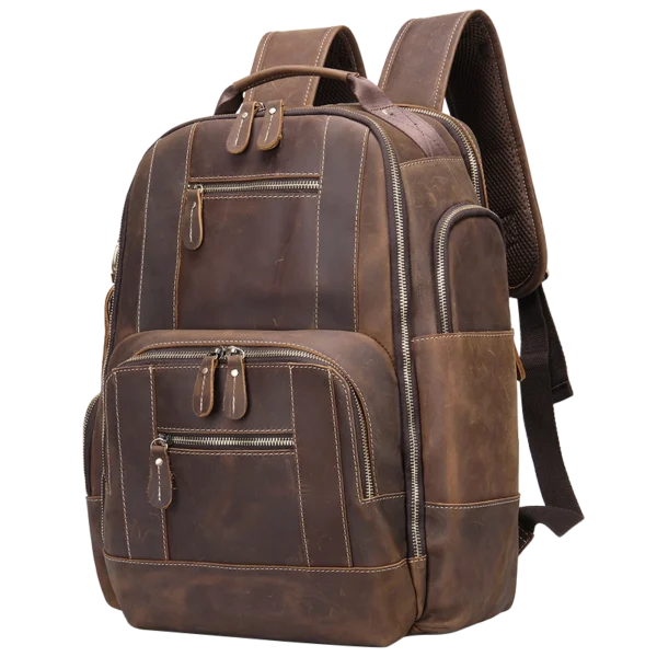 首图 Slim Casual Men Genuine Leather Backpack Low MOQ Bulk Wholesale Custom Logo