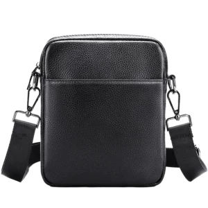 首图 Black leather small crossbody bag, studio shot