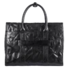 首图 Black textured leather briefcase, plain background