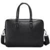 首图 Classic black leather briefcase with top handle, studio shot