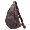 首图 Vintage brown leather sling backpack, studio shot