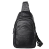 首图 Black leather sling backpack, plain background