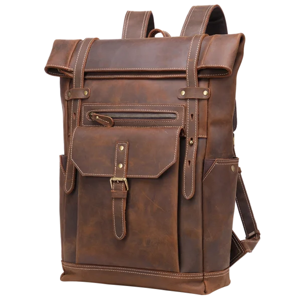 首图 Vintage Crazy Horse Men Genuine Leather Backpack Bulk Wholesale Custom Private Label