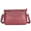 首图 Classic burgundy leather crossbody bag with zipper closure