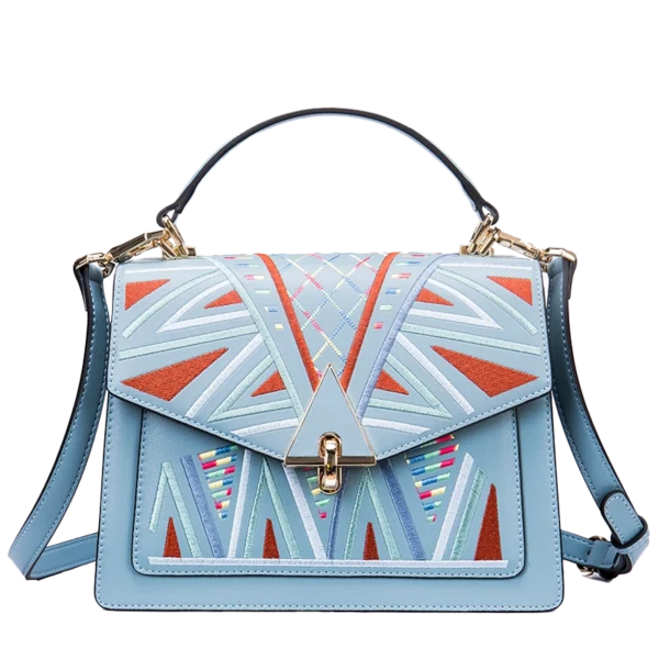 首图 Patterned blue leather crossbody bag, plain background
