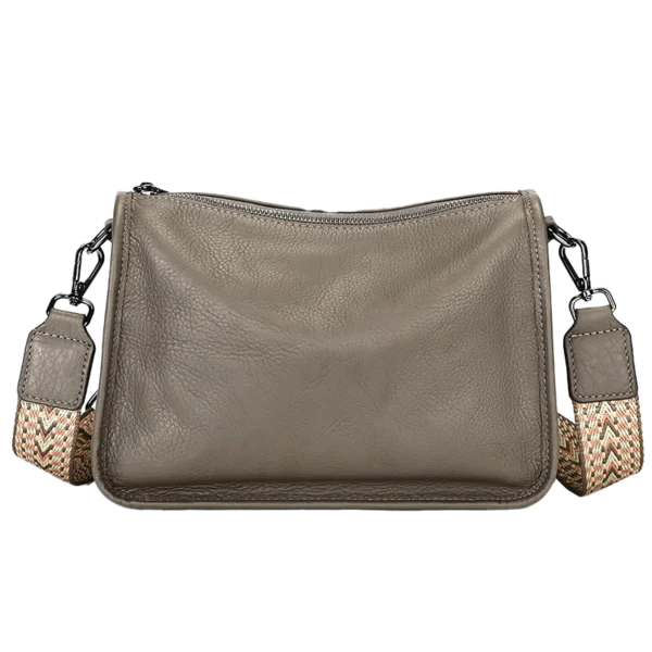 首图 Grey leather hobo bag 4-angle collage, front/side/inner views