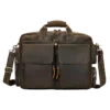 首图 Leather briefcase multi-angle display, front/side/inner views