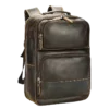首图 Dark brown leather backpack, white background