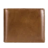 Vintage brown leather bifold wallet, solid studio background