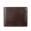 Classic dark brown leather bifold wallet, full grain leather