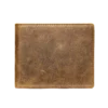 Distressed vintage brown leather bifold wallet, full grain leather