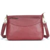首图白底图 Burgundy leather crossbody bag, white background