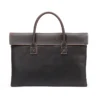 首图白底图 Brown leather messenger bag on rustic wooden background