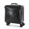 黑色-(2) Black leather rolling briefcase-style suitcase, studio shot