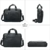 黑色 (3) Black leather briefcase multi-angle product collage, front/side/inner views
