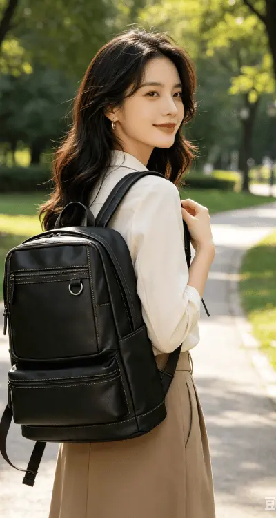 leather black womens backpack