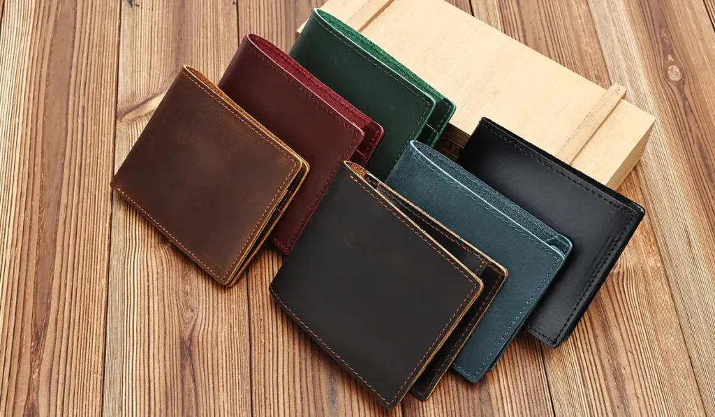 colored crazy horse leather wallet made by our factory