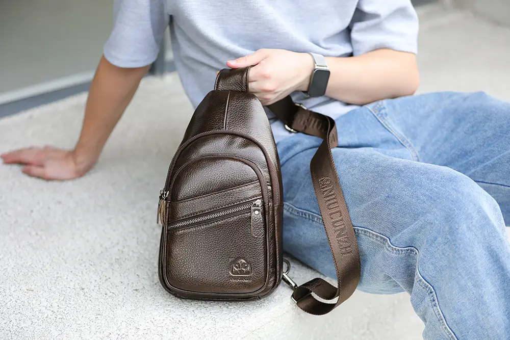 leather bag customization with custom logo embossing on pure cowhide leather