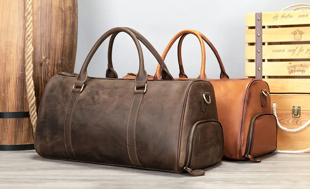 large capacity genuine leather tote bag for summer travel vacation