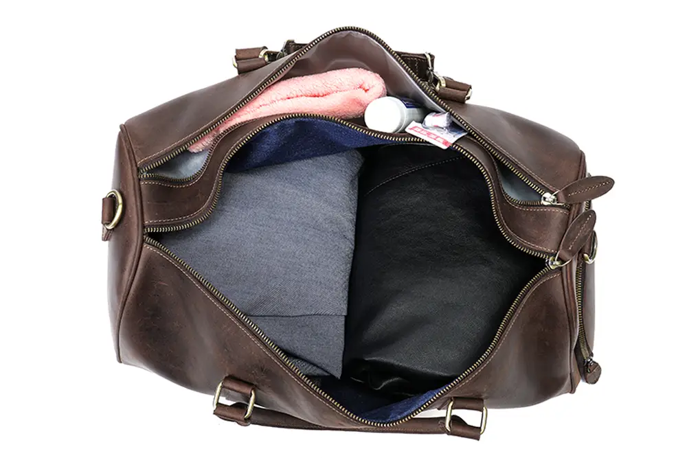 spacious interior genuine cowhide travel tote bag bulk for european retailers