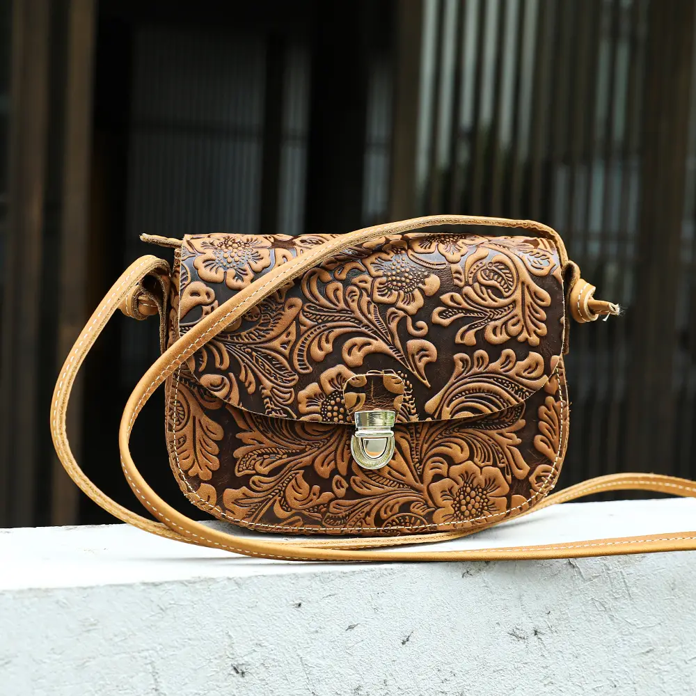 crazy horse leather embossed women crossbody bag top grain cowhide wholesale
