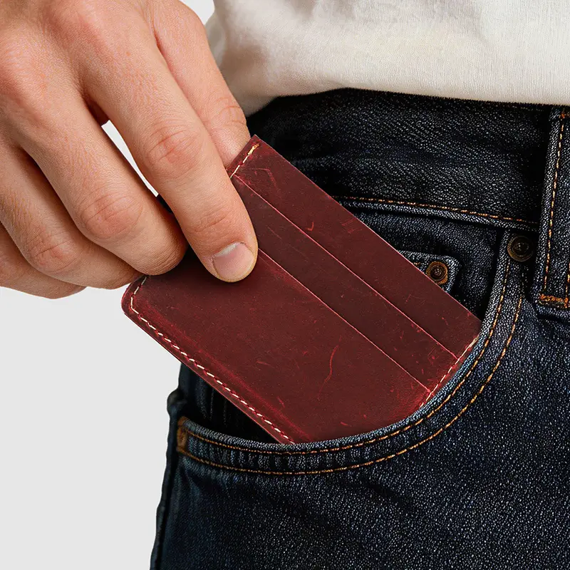 colored crazy horse leather wallet made by our factory