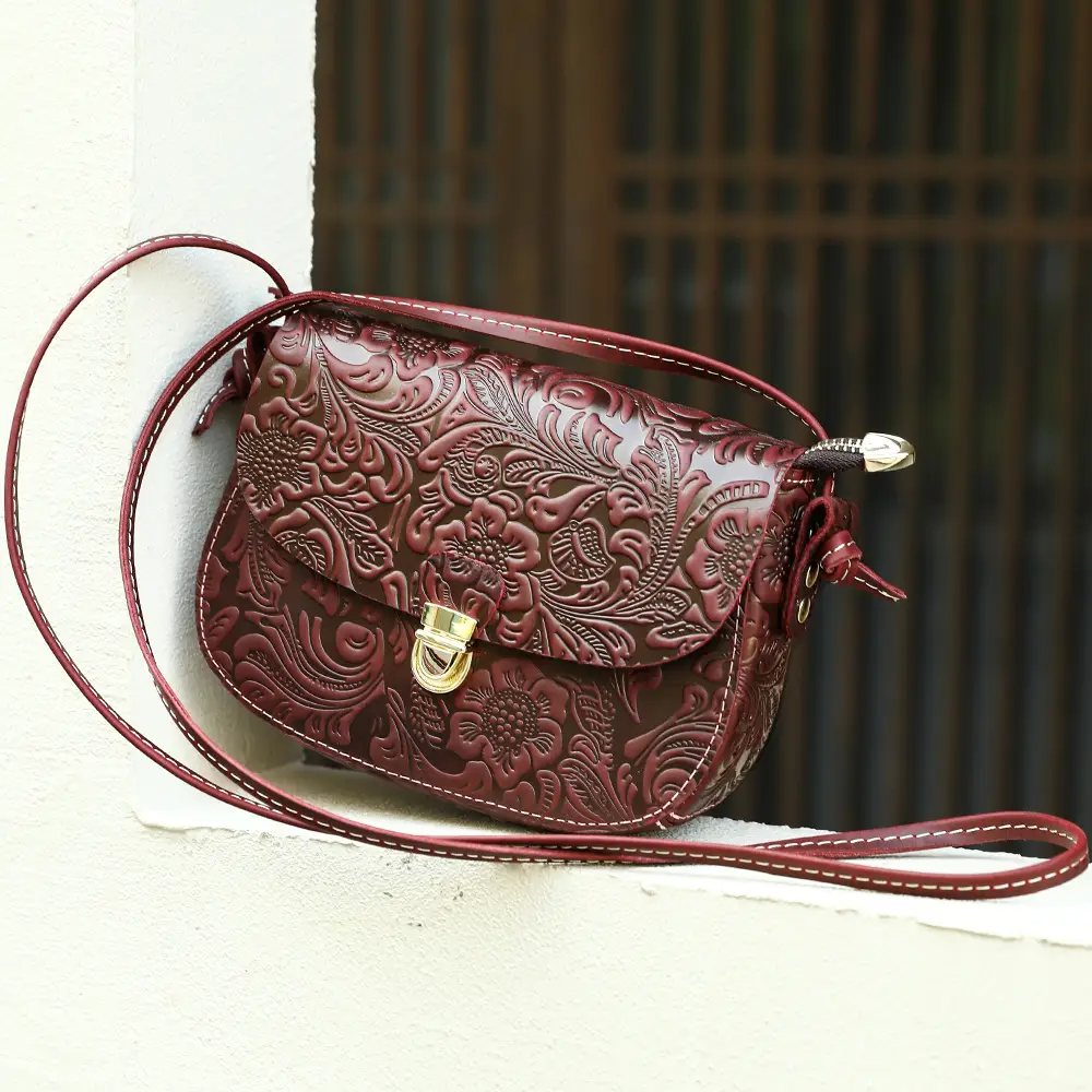 crazy horse leather embossed women crossbody bag top grain cowhide wholesale