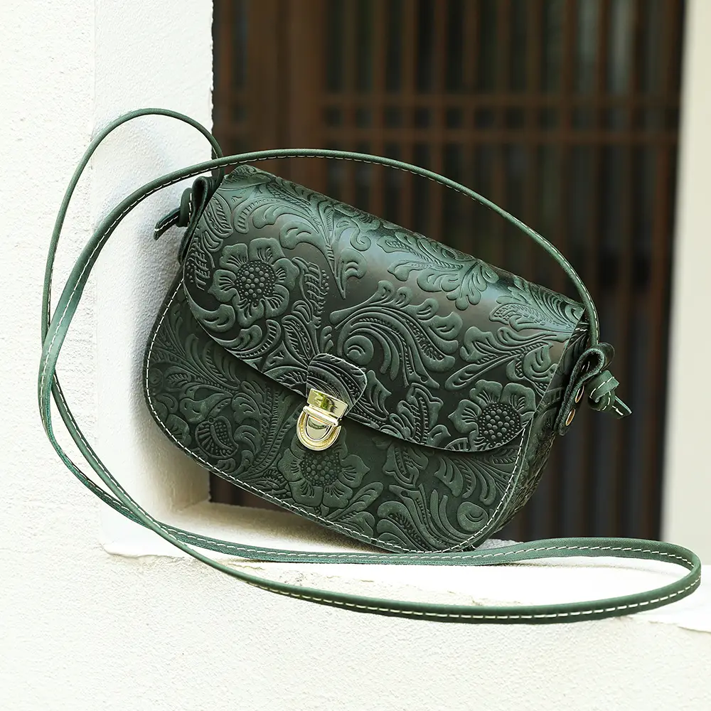 crazy horse leather embossed women crossbody bag top grain cowhide wholesale