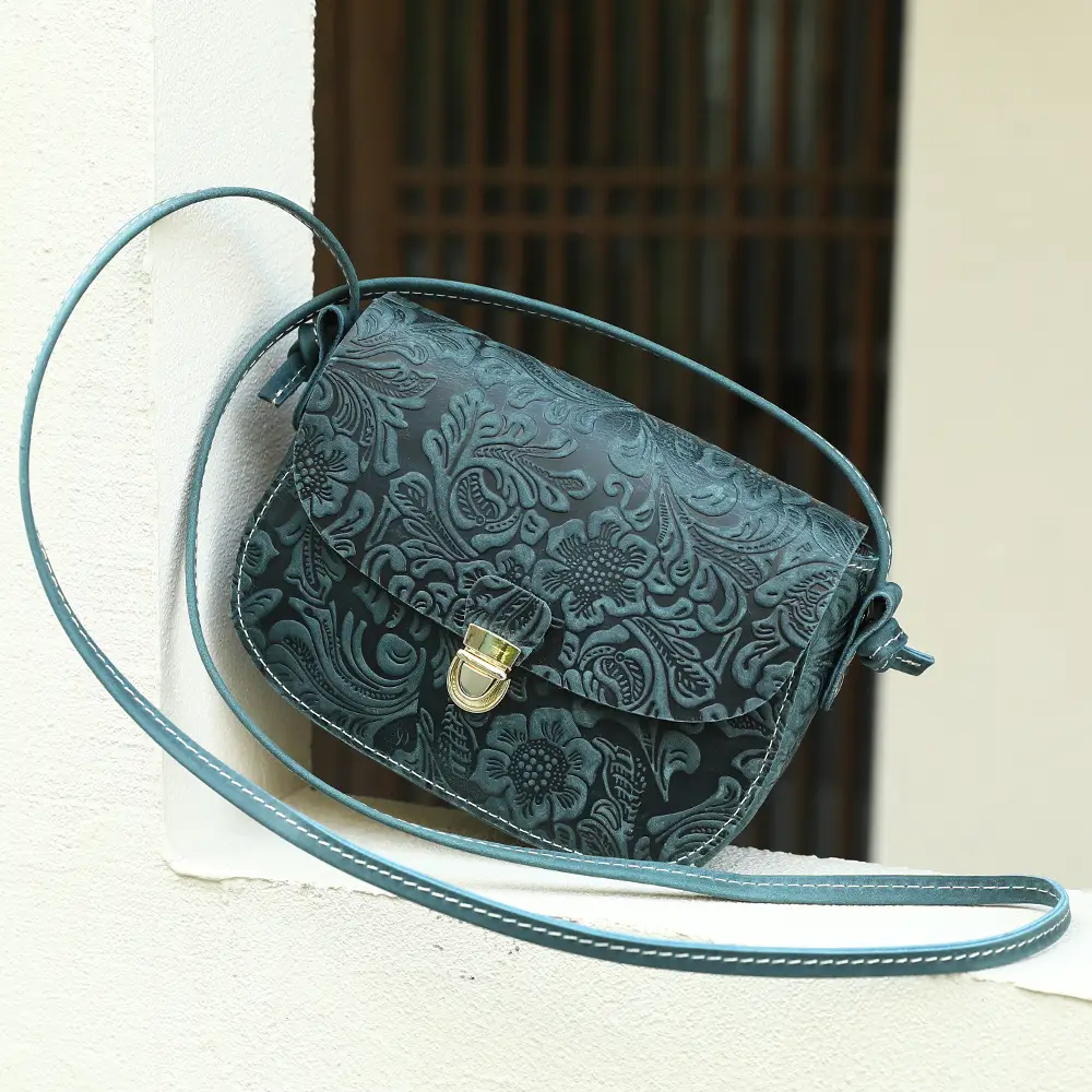 crazy horse leather embossed women crossbody bag top grain cowhide wholesale