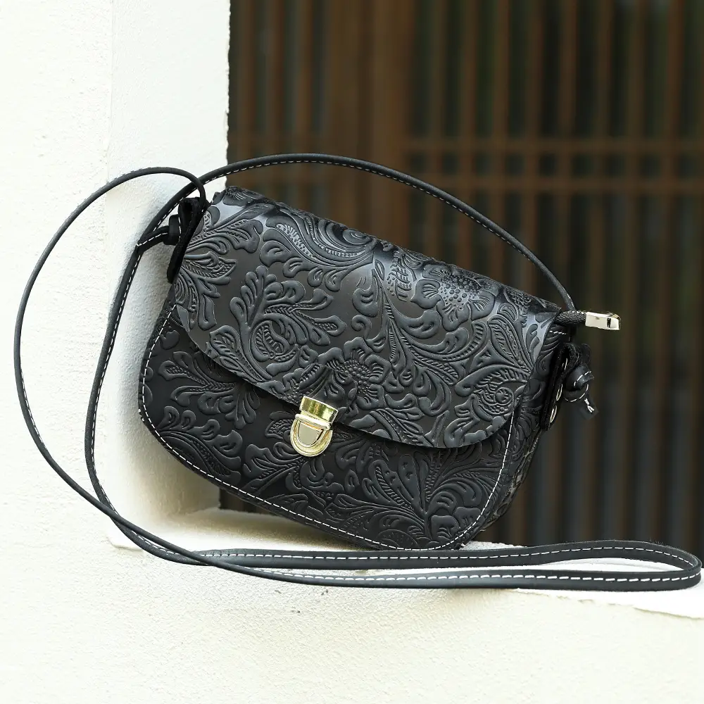 crazy horse leather embossed women crossbody bag top grain cowhide wholesale