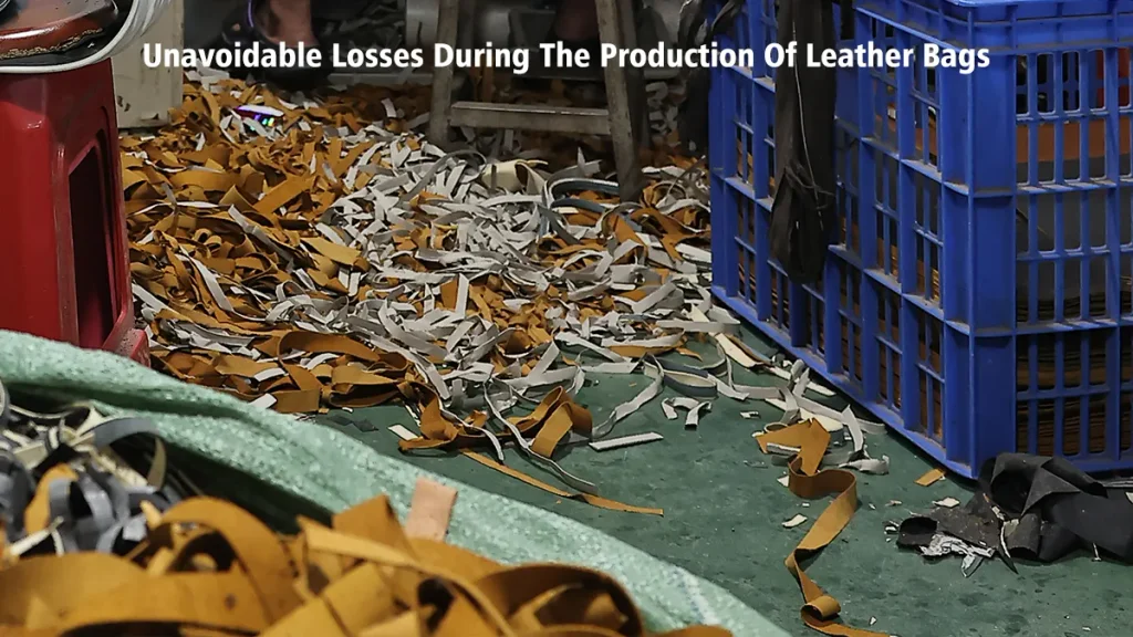 Natural cowhide leftover scraps, production loss for genuine leather bag manufacturing