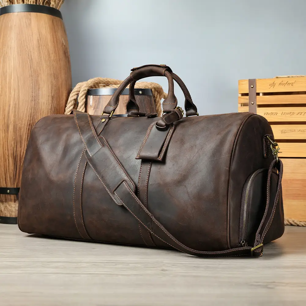 Wholesale Crazy Horse Leather Travel Duffel Bags