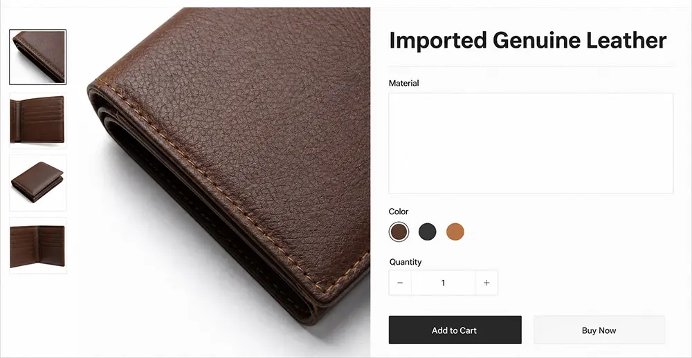 Merchants advertise imported leather but hide critical leather grade details.