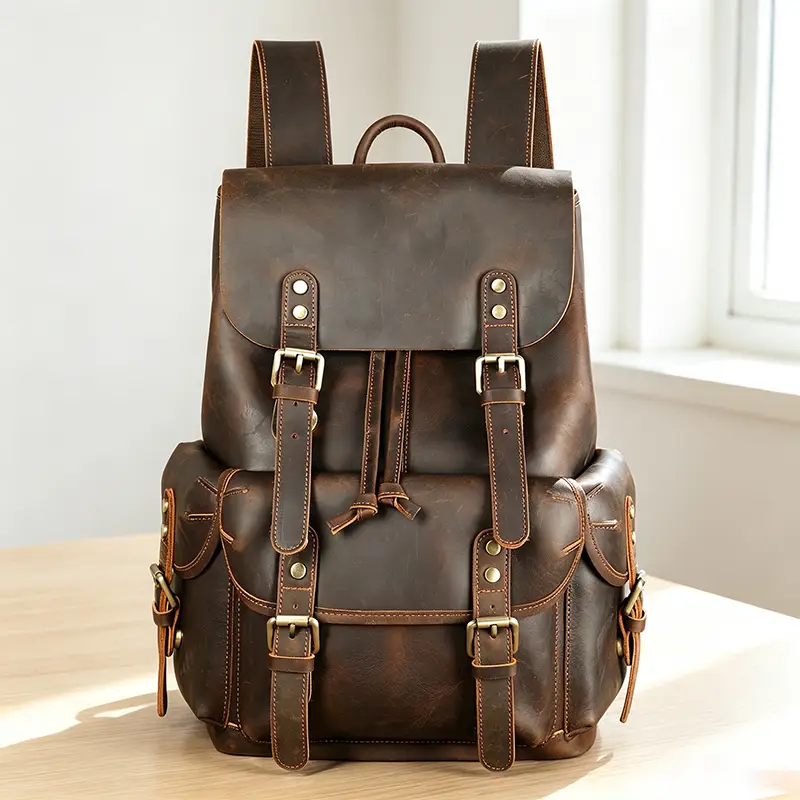 Crazy horse leather backpack wholesale