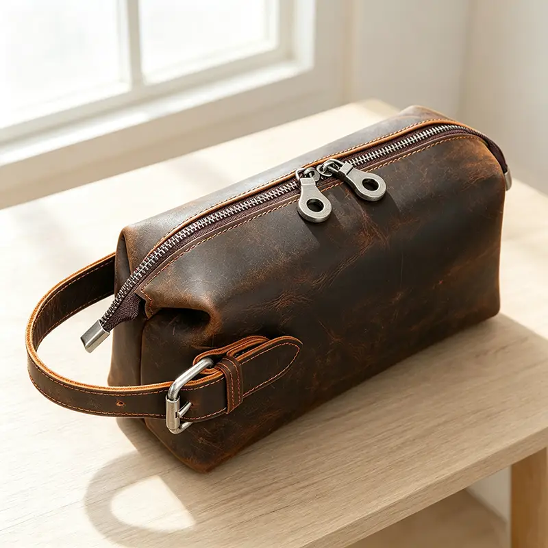 Genuine leather toiletry bag wholesale