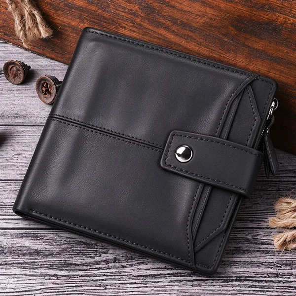 Wholesale black leather EDC wallet for men