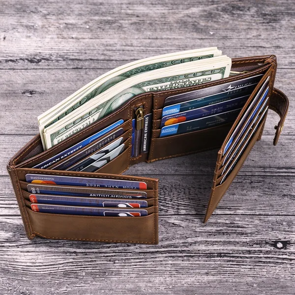 Wholesale large capacity RFID blocking leather wallet OEM ODM