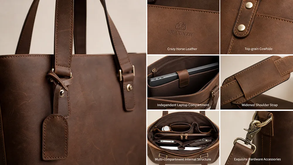 durable leather tote bag for parenting