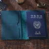 Green Crazy Horse leather passport holder style 1277 with passport sleeve