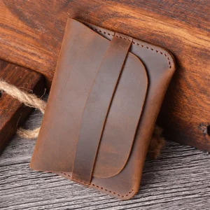 wholesale Crazy Horse leather card holder wallet 7386 in brown